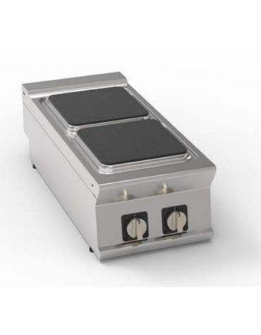 Cucina elettrica da banco in acciaio Inox, 2 piastre ermetiche quadrate cm 30x30 - potenza totale 8 Kw trifase - cm 40x90x28h