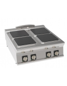 Cucina elettrica da banco in acciaio Inox, 4 piastre ermetiche quadrate cm 30x30 - potenza tot. 16 Kw trifase - cm 80x90x28h