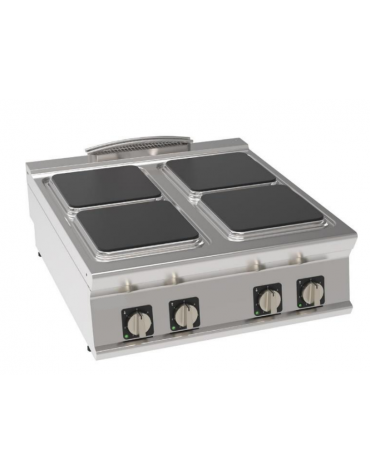 Cucina elettrica da banco trifase-16kw, 4 piastre quadre cm 30x30 - cm 80x90x28h