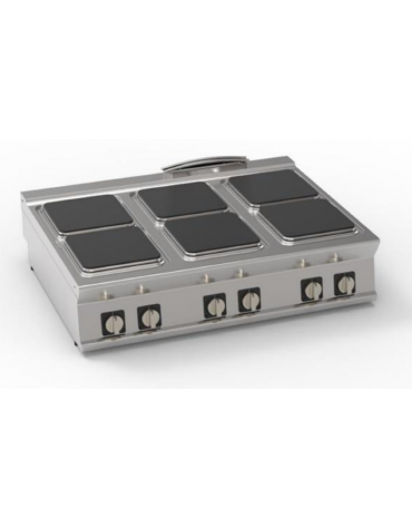 Cucina elettrica da banco trifase-24kw, 6 piastre quadre cm 30x30 - cm 120x90x28h