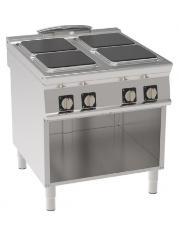 Cucina elettrica su vano aperto trifase-16kw, 4 piastre quadre cm 30x30 - dim tot. cm 80x90x90h