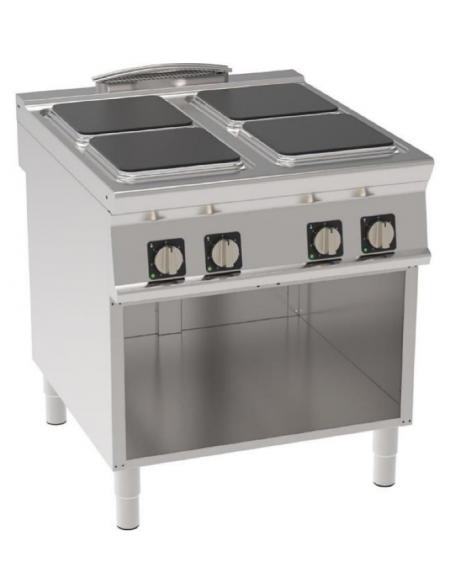 Cucina elettrica su vano aperto trifase-16kw, 4 piastre quadre cm 30x30 - dim tot. cm 80x90x90h
