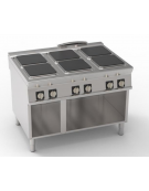 Cucina elettrica trifase-24kw su vano aperto, 6 piastre quadre cm 30x30 - dim tot. cm 120x90x90h