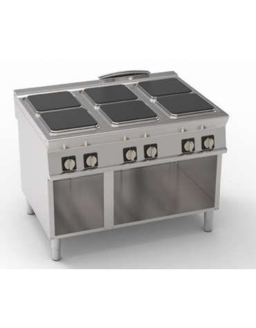Cucina elettrica trifase-24kw su vano aperto, 6 piastre quadre cm 30x30 - dim tot. cm 120x90x90h