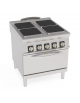 Cucina elettrica 4 piastre ermetiche quadrate, su forno elettrico a convezione GN 1/1 - potenza tot. 21Kw trifase - cm 80x90x90h