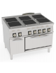 Cucina elettrica 6 piastre ermetiche quadrate, su forno elettrico a convezione GN 1/1, potenza tot. 29Kw trifase - cm 120x90x90h
