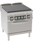 Cucina  tuttopiastra elettrica cm 77x68,4, trifase-19,3kw,  su forno elet. camera cm 57,5x65x30 - dim tot. cm 80x90x90h