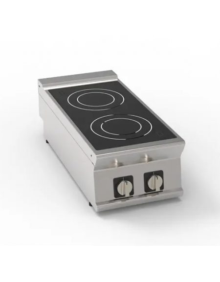 Piano di cottura elettrico trifase-6,8kw da banco, con 2 piani di cottura in vetroceramica - cm 40x90x28h