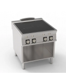 Piano cottura elettrico in vetroceramica su vano aperto - 4 zone cottura - potenza totale 13,6 Kw trifase - cm 80x90x90h
