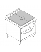 Cucina tuttopiatsra a gas, forno a gas GN 2/1, potenza pistra 1x11kW - cam. forno cm 57,5x65x30 - cm 80x90x90h