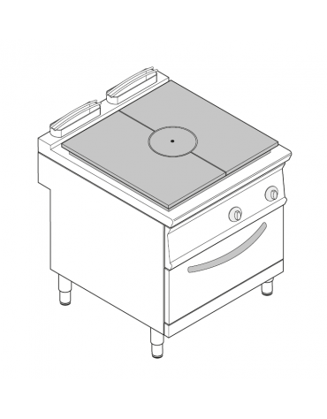 Cucina tuttopiatsra a gas, forno a gas GN 2/1, potenza pistra 1x11kW - cam. forno cm 57,5x65x30 - cm 80x90x90h