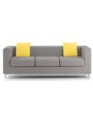 Divano attesa 3 posti con struttura in legno e piedini in acciaio cromato - cm 205x86x67h - Rivestimento in tessuto o ecopelle