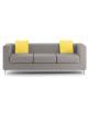 Divano attesa 3 posti con struttura in legno e piedini in acciaio cromato - cm 205x86x67h - Rivestimento in tessuto o ecopelle