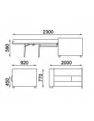 Divano attesa 3 posti con struttura portante in multistrato cm 176x77x77h