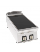 Piano cottura elettrico ad induzione da banco in acciaio inox, 2 zone di cottura - potenza totale 10Kw trifase  - cm 40x90x28h