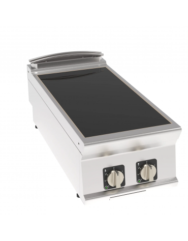 Piano cottura elettrico ad induzione da banco in acciaio inox, 2 zone di cottura - potenza totale 10Kw trifase  - cm 40x90x28h