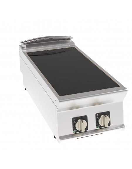Piano cottura elettrico ad induzione da banco in acciaio inox, 2 zone di cottura - potenza totale 10Kw trifase  - cm 40x90x28h