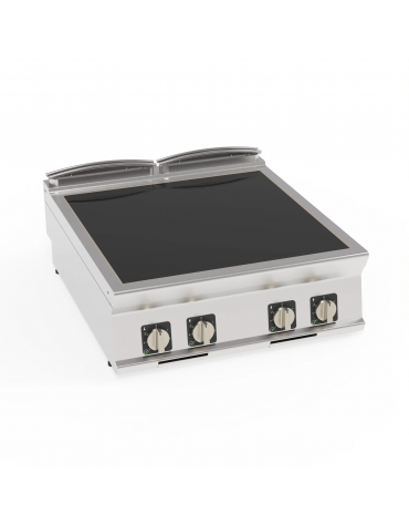 Piano cottura elettrico ad induzione da banco in acciaio inox, 4 zone di cottura - potenza totale 20Kw trifase  - cm 80x90x28h