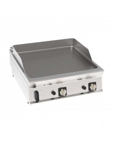 Fry top a gas da banco, 16 kw, piastra liscia, consumo gas 1,69 m³/h - sup. di cottura cm 74,9x69,8  - dim. 80x90x28h