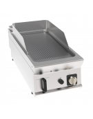 Fry top a gas da banco, 8 kw, piastra rigata cromata con finitura spazzolata - zona di cottura cm 34,9x69,8 - cm 40x90x28h