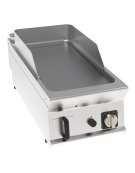 Fry top a gas da banco, 8 kw, piastra liscia cromata con finitura spazzolata - zona di cottura cm 34,9x69,8 - cm 40x90x28h