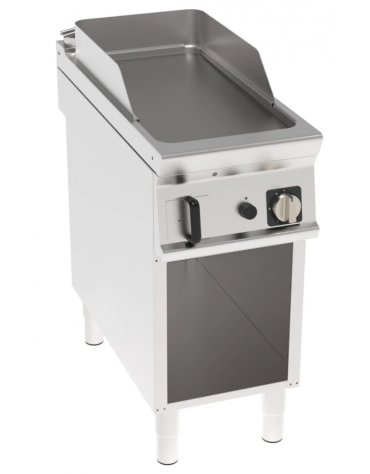 Fry top a gas su vano aperto, 8 kw, piastra liscia, consumo gas 0,84 m³/h - sup. di cottura cm 34,9x69,8  - cm 40x90x90h