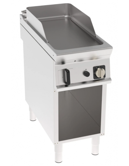 Fry top a gas su vano aperto, 8 kw, piastra liscia, consumo gas 0,84 m³/h - sup. di cottura cm 34,9x69,8  - cm 40x90x90h