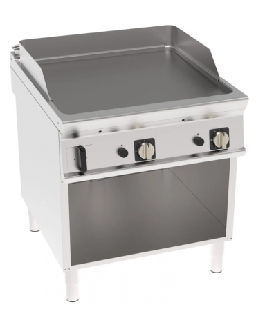 Fry top a gas su vano aperto, 16 kw, piastra liscia, consumo gas 1,69 m³/h - sup. di cottura cm 74,9x69,8  - cm 80x90x90h Fry top a gas su vano aperto, 16 kw, piastra liscia, consumo gas 1,69 m³/h - sup. di cottura cm 74,9x69,8  - cm 80x90x90h