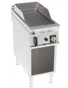 Fry top a gas su vano aperto, 8 kw, piastra rigata, consumo gas 0,84 m³/h - sup. di cottura cm 34,9x69,8  - cm 40x90x90h
