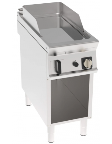 Fry top a gas su vano aperto, 8 kw, piastra liscia cromata, cons. gas 0,84 m³/h - sup. di cottura cm 34,9x69,8  - cm 40x90x90h