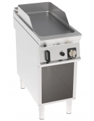 Fry top a gas su vano aperto, 8 kw, piastra singola liscia cromata spazzolata - zona di cottura cm 34,9x69,8 - cm 40x90x90h