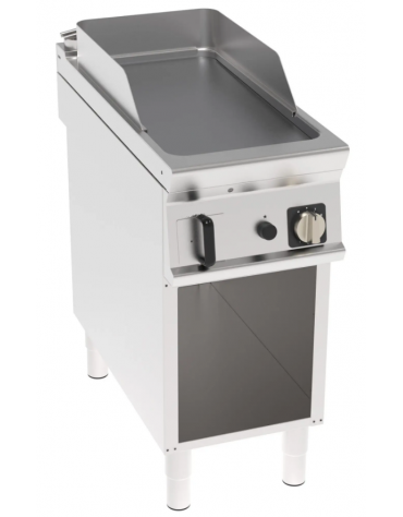 Fry top a gas su vano aperto, 8 kw, piastra singola liscia cromata spazzolata - zona di cottura cm 34,9x69,8 - cm 40x90x90h