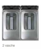 Friggitrice a gas 2 vasche pulite Lt 13+13 su mobile - Scambiatori di calore ESTERNI alla vasca - cm 80x73x87h
