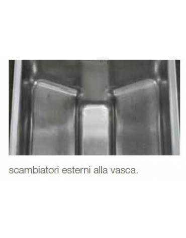 Friggitrice a gas su mobile con 2 vasche libere e bruciatori esterni - 2 Vasche da lt. 17+17 - potenza 16+16 Kw - cm 80x90x87h