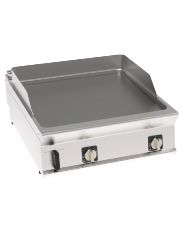 Fry top elettrico trifase-12kw da banco, piastra liscia, r. temp. 50÷320 °C - sup. di cottura cm 74,9x69,8  - cm 80x90x28h