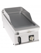 Fry top elettrico da banco, 6 kw, piastra singola rigata cromata spazzolata - zona di cottura cm 34,9x69,8 - cm 40x90x28h