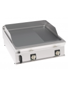 Fry top elettrico da banco, 12 kw, piastra 2/3 liscia e 1/3 rigata cromata spazzolata - zona di cottura cm 74,9x69,8 - cm 80x90x