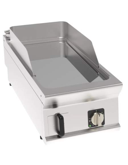 Fry top elett. trifase-6kw da banco, piastra liscia cromata, r. temp. 50÷320 °C - sup. di cottura cm 34,9x69,8  - dim. 40x90x28h