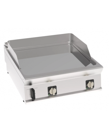 Fry top elett. trifase-12kw da banco, piastra liscia cromata, r. temp. 50÷320 °C - sup. di cott. cm 74,9x69,8  - cm 80x90x28h