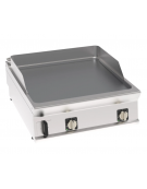 Fry top elettrico da banco, 12 kw, piastra doppia liscia cromata spazzolata - zona di cottura cm 74,9x69,8 - cm 80x90x28h