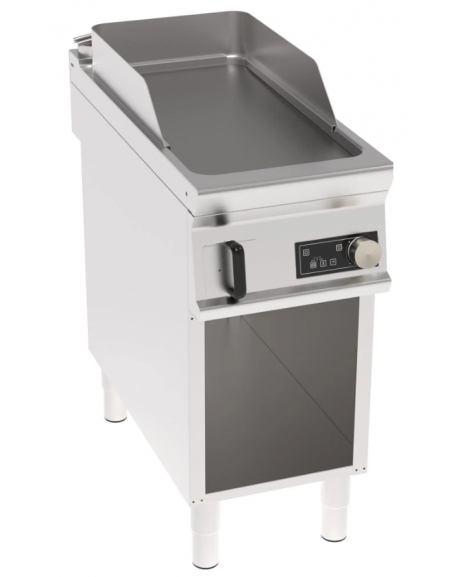Fry top elettrico trifase- 6 kw su vano aperto, piastra liscia, con controllo elettronico - cm 40x90x90h