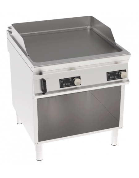 Fry top elettrico trifase- 12k w su vano aperto, piastra liscia, con controllo elettronico - cm 80x90x90h