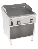 Fry top elettrico trifase - 12kw su vano aperto, 1/3 piastra rigata + 2/3 liscia - cm 80x90x90h