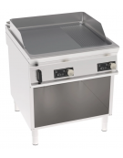 Fry top elettrico trifase-12kw su vano aperto, piastra 2/3 liscia e 1/3 rigata cromata spazzolata - controllo elettronico - cm 8