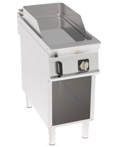 Fry top elettrico trifase- 6 kw su vano aperto, piastra liscia cromata - sup. di cottura cm 34,9x69,8  - cm 40x90x90h