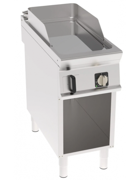 Fry top elettrico trifase- 6 kw su vano aperto, piastra liscia cromata - sup. di cottura cm 34,9x69,8  - cm 40x90x90h