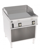 Fry top elettrico trifase - 12 kw su vano aperto, piastra liscia cromata - sup. di cottura cm 74,9x69,8  - cm 80x90x90h