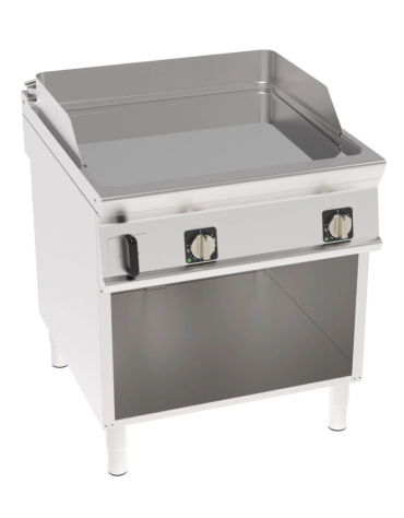 Fry top elettrico trifase - 12 kw su vano aperto, piastra liscia cromata - sup. di cottura cm 74,9x69,8  - cm 80x90x90h