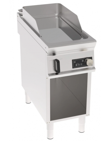 Fry top elettrico trifase- 6 kw su vano aperto, piastra liscia cromata, con controllo elettronico - cm 40x90x90h