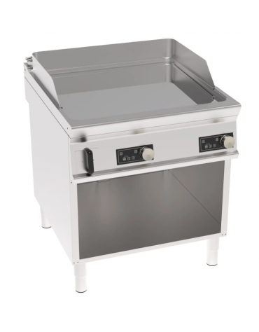 Fry top elettrico trifase-12kw su vano aperto, piastra liscia cromata, con controllo elettronico - dim. 80x90x90h